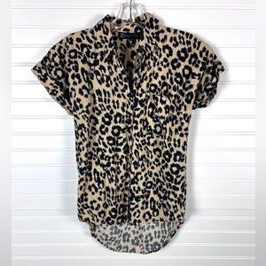 New York & Company Leopard Print Button-Up